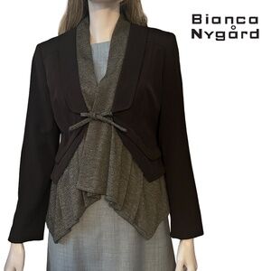 Bianca Nygard Layered Rayon Blend Peplum Blazer Jacket Asymmetrical Petite
